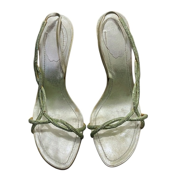Rene Caovilla Shoes - Rene Caovilla Y2K Green Rhinestone Strappy Heels